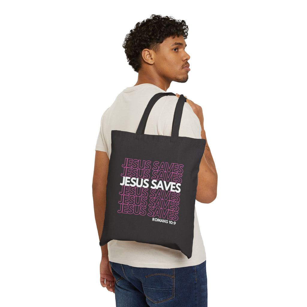 Pink Jesus Saves Tote Bag