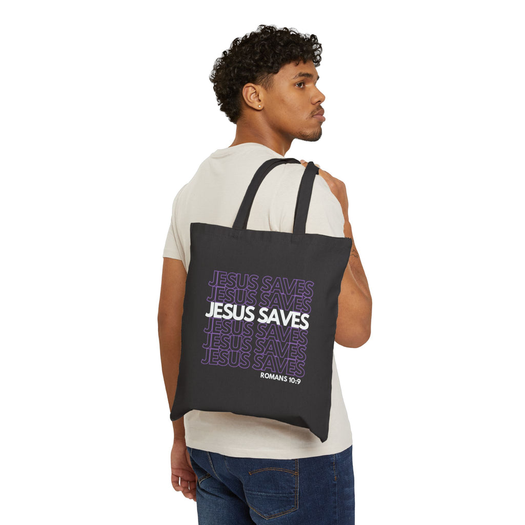 Purple Jesus Saves Tote Bag