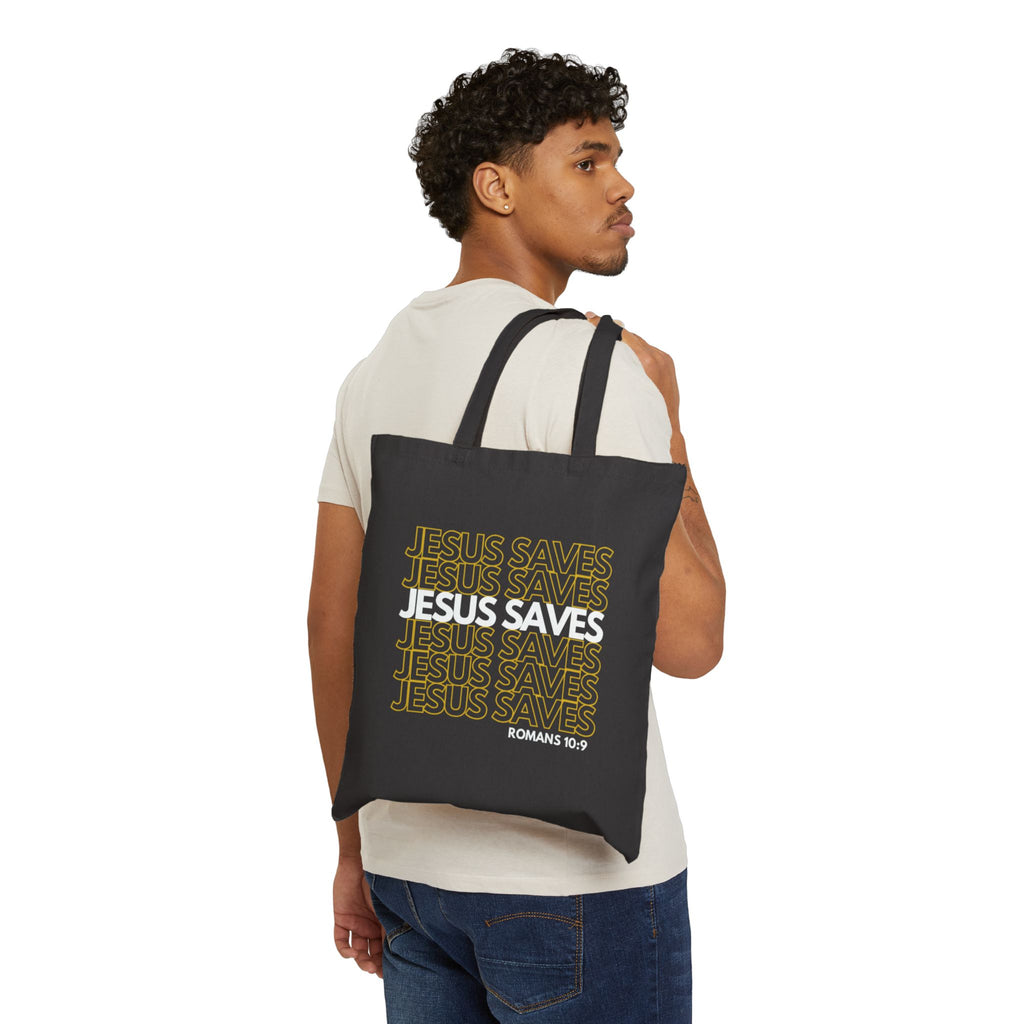 Yellow Jesus Saves Tote Bag