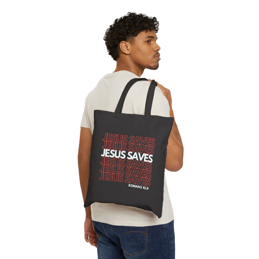 Red Jesus Saves Tote Bag