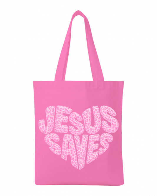 Jesus Saves Tote Bags (Hot Pink)