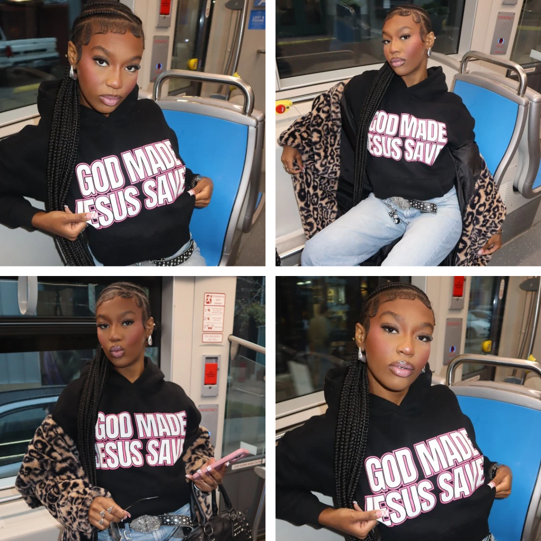 God Made Jesus Saved Black Hoodie